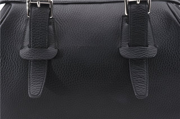 Authentic BURBERRY Vintage Hand Boston Bag Leather Black 1279F