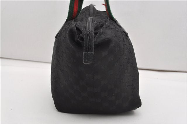 Authentic GUCCI Web Sherry Line Hand Tote Bag GG Nylon 131230 Black 1279G