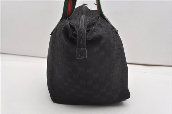 Authentic GUCCI Web Sherry Line Hand Tote Bag GG Nylon 131230 Black 1279G