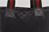 Authentic GUCCI Web Sherry Line Hand Tote Bag GG Nylon 131230 Black 1279G