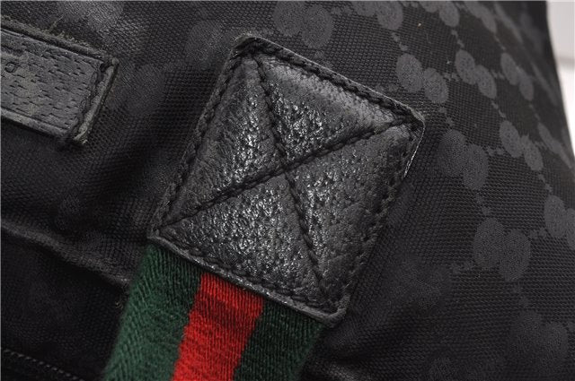 Authentic GUCCI Web Sherry Line Hand Tote Bag GG Nylon 131230 Black 1279G