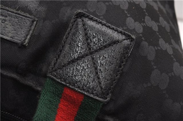 Authentic GUCCI Web Sherry Line Hand Tote Bag GG Nylon 131230 Black 1279G