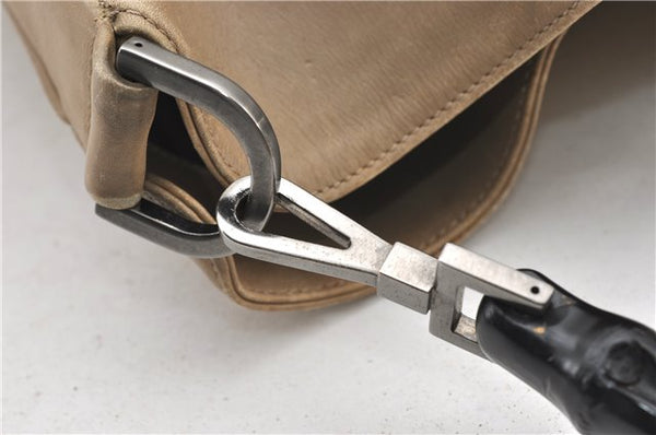 Authentic GUCCI Bamboo 2Way Shoulder Hand Bag Leather 0011577 Beige 1280G