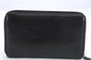 Authentic CHANEL Camellia Calf Skin Round Zip Long Wallet Purse Black 1281D