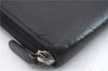 Authentic CHANEL Camellia Calf Skin Round Zip Long Wallet Purse Black 1281D