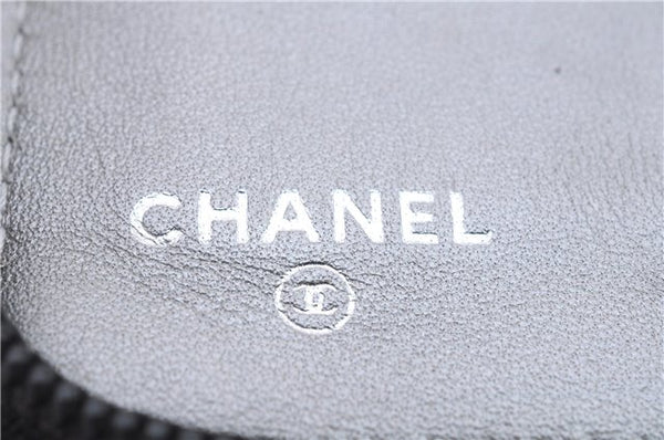 Authentic CHANEL Camellia Calf Skin Round Zip Long Wallet Purse Black 1281D