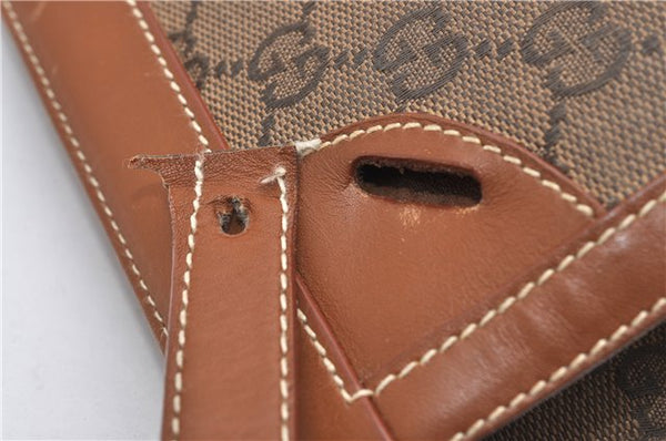 Authentic GUCCI Vintage Clutch Hand Bag Purse GG Canvas Leather Brown 1281G