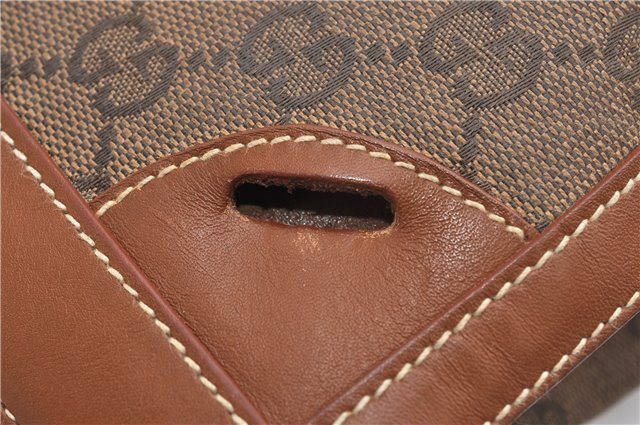 Authentic GUCCI Vintage Clutch Hand Bag Purse GG Canvas Leather Brown 1281G