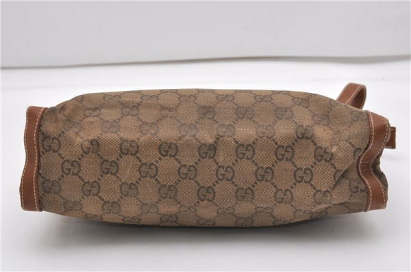 Authentic GUCCI Vintage Clutch Hand Bag Purse GG Canvas Leather Brown 1281G