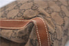 Authentic GUCCI Vintage Clutch Hand Bag Purse GG Canvas Leather Brown 1281G