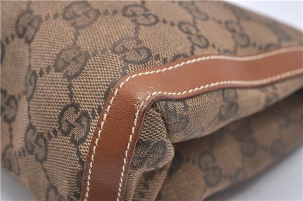 Authentic GUCCI Vintage Clutch Hand Bag Purse GG Canvas Leather Brown 1281G