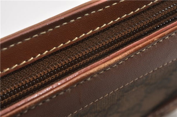 Authentic GUCCI Vintage Clutch Hand Bag Purse GG Canvas Leather Brown 1281G