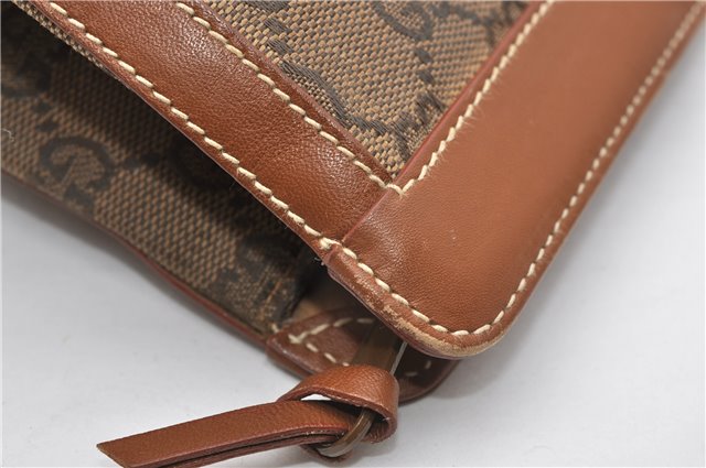 Authentic GUCCI Vintage Clutch Hand Bag Purse GG Canvas Leather Brown 1281G