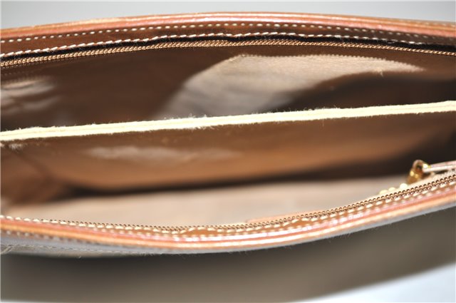 Authentic GUCCI Vintage Clutch Hand Bag Purse GG Canvas Leather Brown 1281G