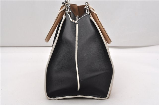 Authentic FENDI 3JOURS Leather 2Way Shoulder Hand Bag Beige Black 1282G