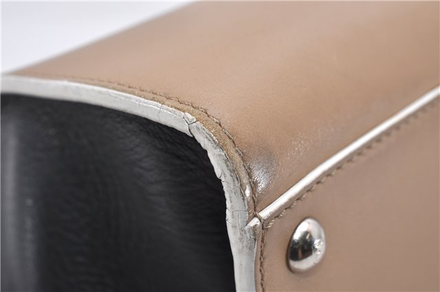 Authentic FENDI 3JOURS Leather 2Way Shoulder Hand Bag Beige Black 1282G