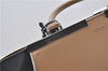 Authentic FENDI 3JOURS Leather 2Way Shoulder Hand Bag Beige Black 1282G