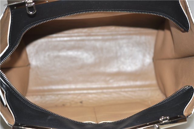Authentic FENDI 3JOURS Leather 2Way Shoulder Hand Bag Beige Black 1282G
