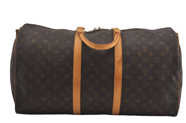 Authentic Louis Vuitton Monogram Keepall Bandouliere 55 M41414 Boston Bag 1282I