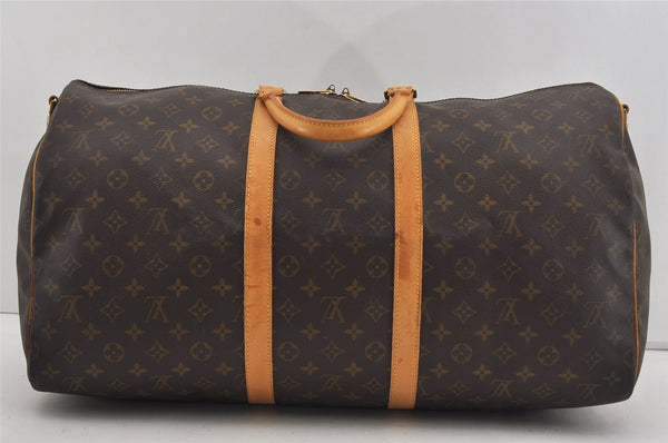 Authentic Louis Vuitton Monogram Keepall Bandouliere 55 M41414 Boston Bag 1282I