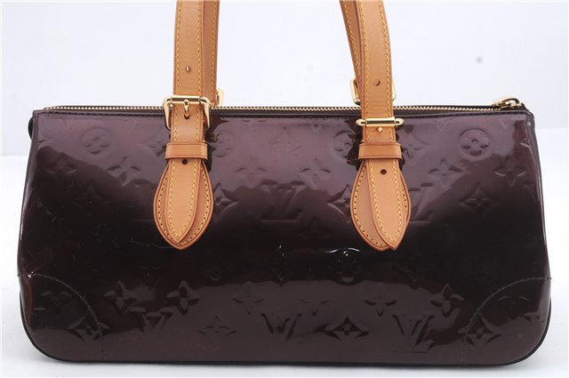 Auth Louis Vuitton Vernis Rose Wood Avenue Shoulder Bag Wine Red M93510 LV 1284D