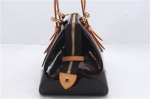 Auth Louis Vuitton Vernis Rose Wood Avenue Shoulder Bag Wine Red M93510 LV 1284D