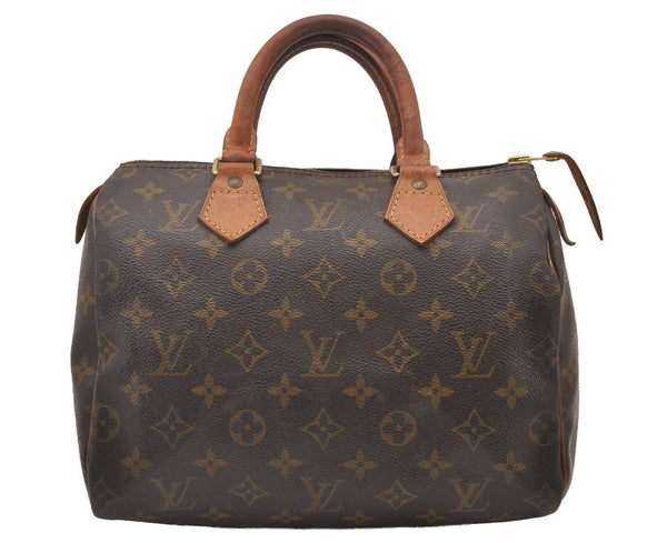 Authentic Louis Vuitton Monogram Speedy 25 Boston Hand Bag M41528 LV 1284I