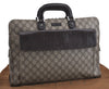 Authentic GUCCI Briefcase Business Bag GG PVC Leather 181087 Brown 1287D