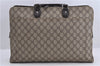 Authentic GUCCI Briefcase Business Bag GG PVC Leather 181087 Brown 1287D