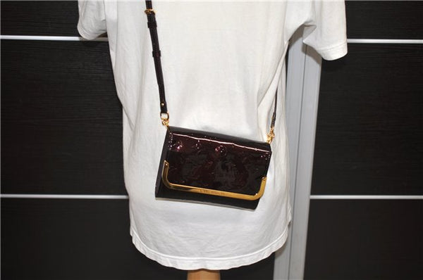 Auth Louis Vuitton Vernis Rossmore PM Shoulder Cross Bag M91546 Wine Red 1289D