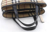 Authentic BURBERRY Vintage Nova Check PVC Leather Hand Bag Purse Beige 1290D