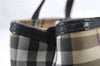 Authentic BURBERRY Vintage Nova Check PVC Leather Hand Bag Purse Beige 1290D