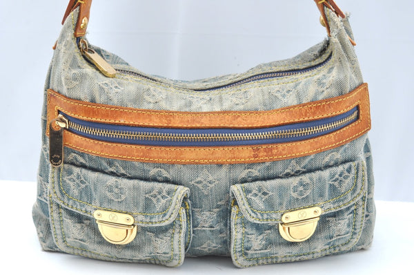 Auth Louis Vuitton Monogram Denim Baggy PM 2Way Shoulder Bag M95049 Blue 1291H