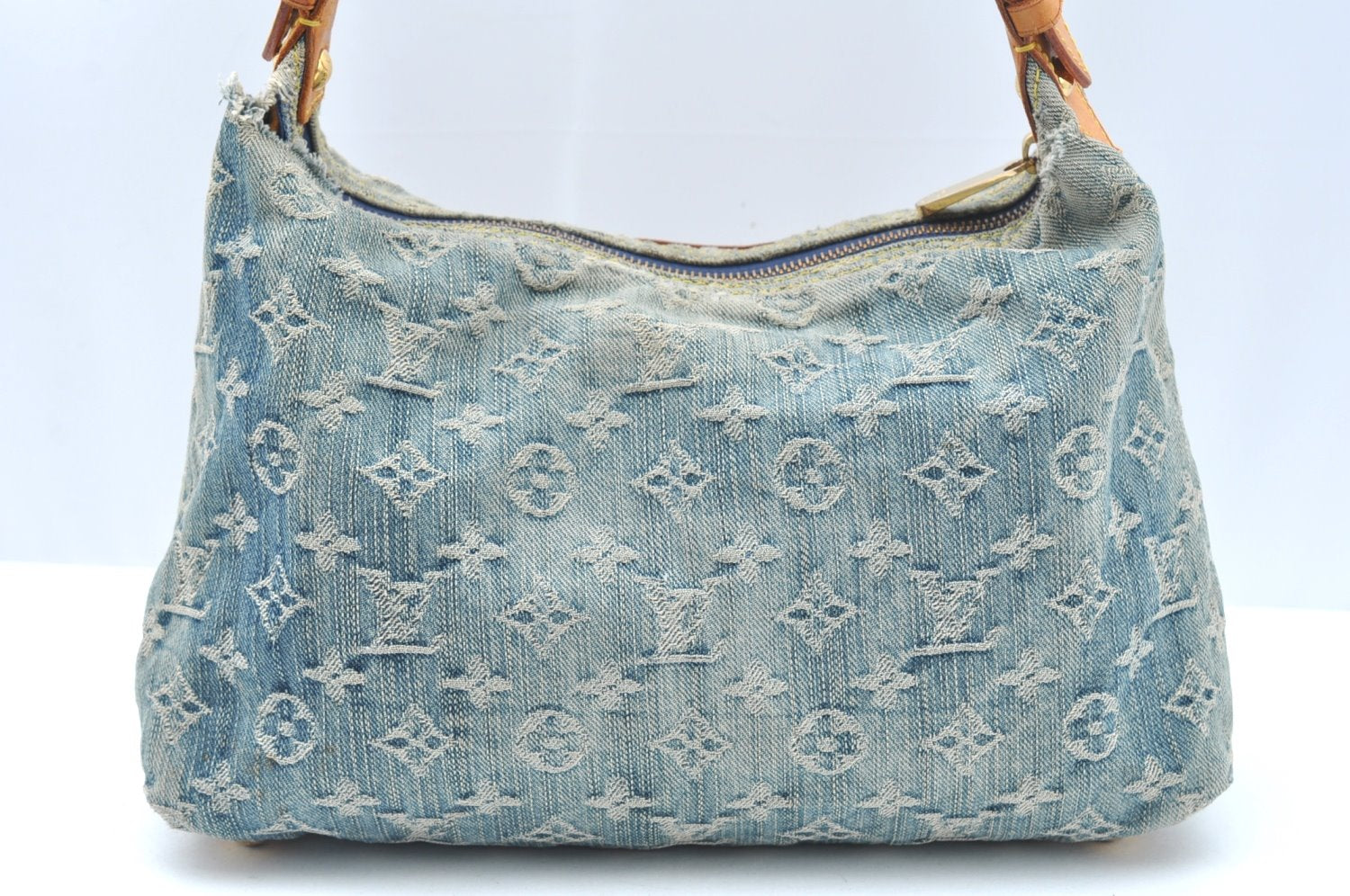 Auth Louis Vuitton Monogram Denim Baggy PM 2Way Shoulder Bag M95049 Blue 1291H