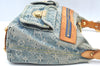 Auth Louis Vuitton Monogram Denim Baggy PM 2Way Shoulder Bag M95049 Blue 1291H
