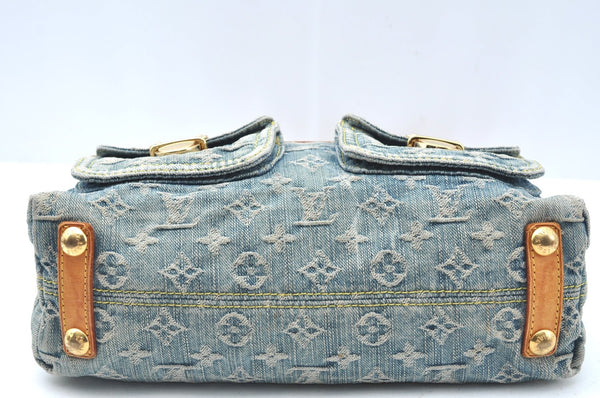 Auth Louis Vuitton Monogram Denim Baggy PM 2Way Shoulder Bag M95049 Blue 1291H