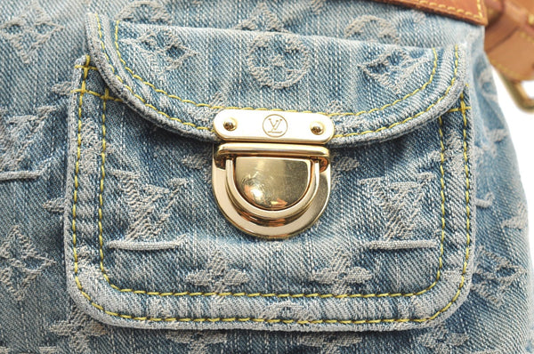Auth Louis Vuitton Monogram Denim Baggy PM 2Way Shoulder Bag M95049 Blue 1291H