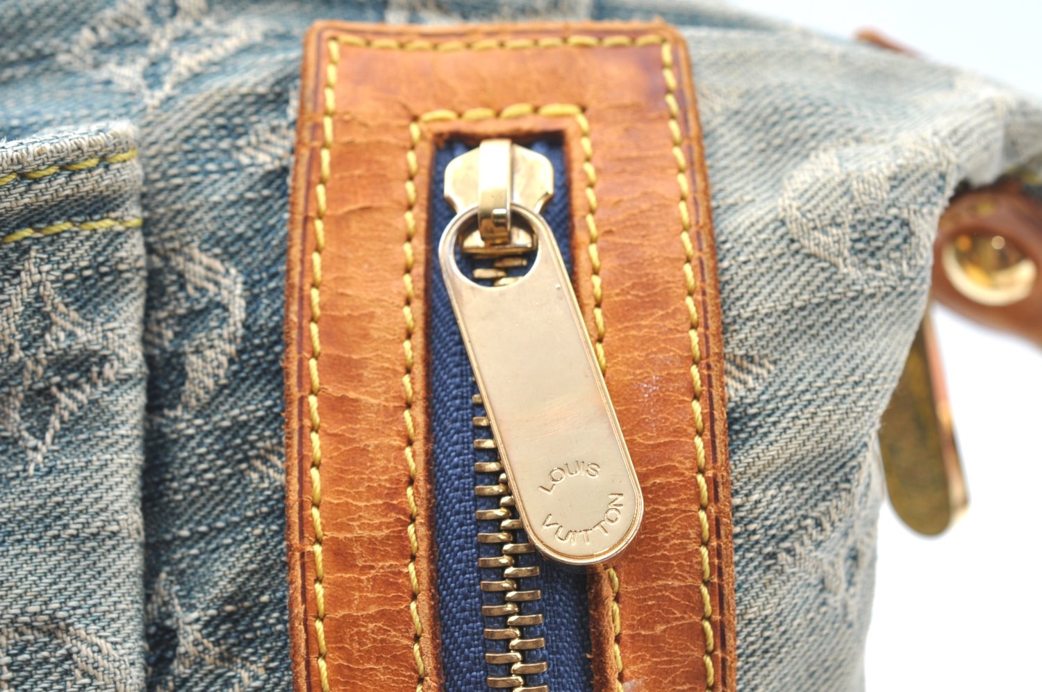 Auth Louis Vuitton Monogram Denim Baggy PM 2Way Shoulder Bag M95049 Blue 1291H