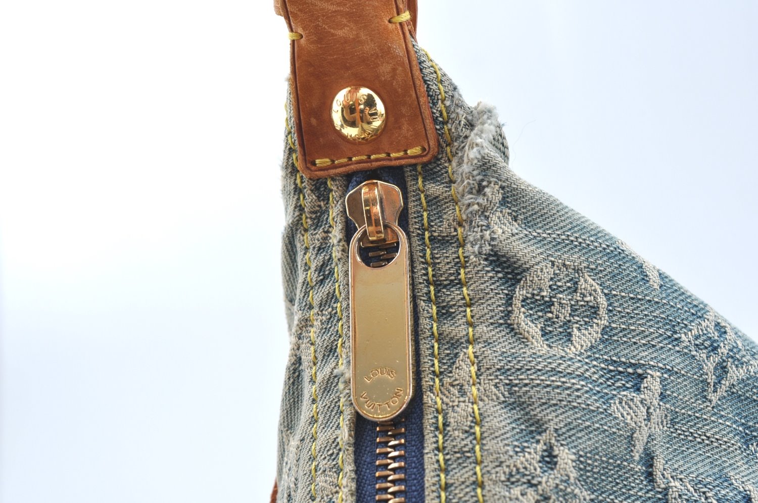 Auth Louis Vuitton Monogram Denim Baggy PM 2Way Shoulder Bag M95049 Blue 1291H