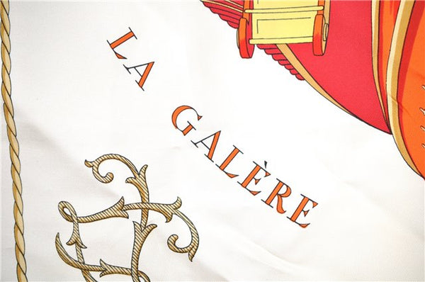 Authentic HERMES Carre 90 Scarf "VUE DU CARROSSE DE LA GALERE LA" Silk Red 1292G