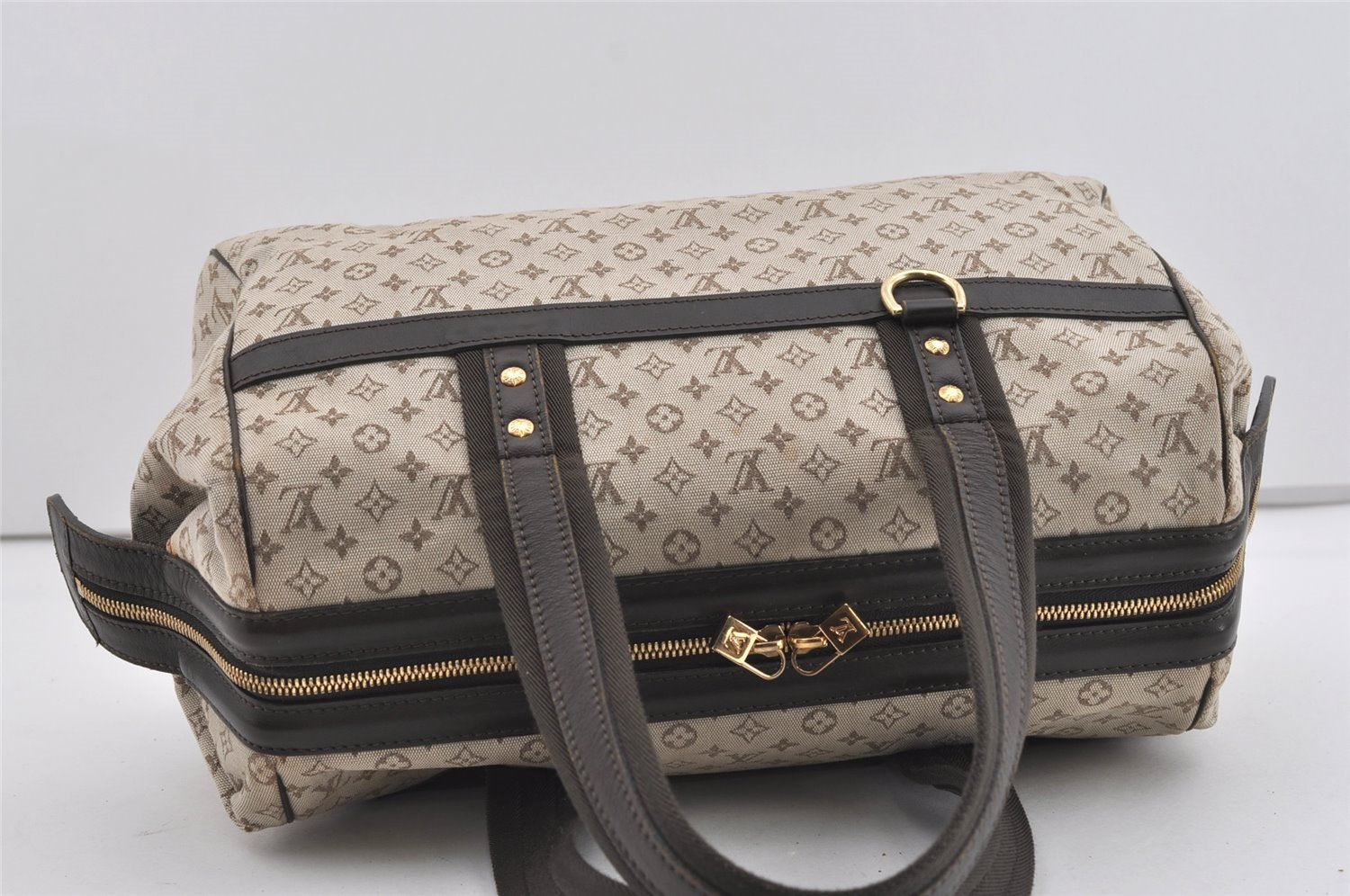 Auth Louis Vuitton Monogram Mini Josephine GM Hand Bag M92310 Khaki Beige 1294I