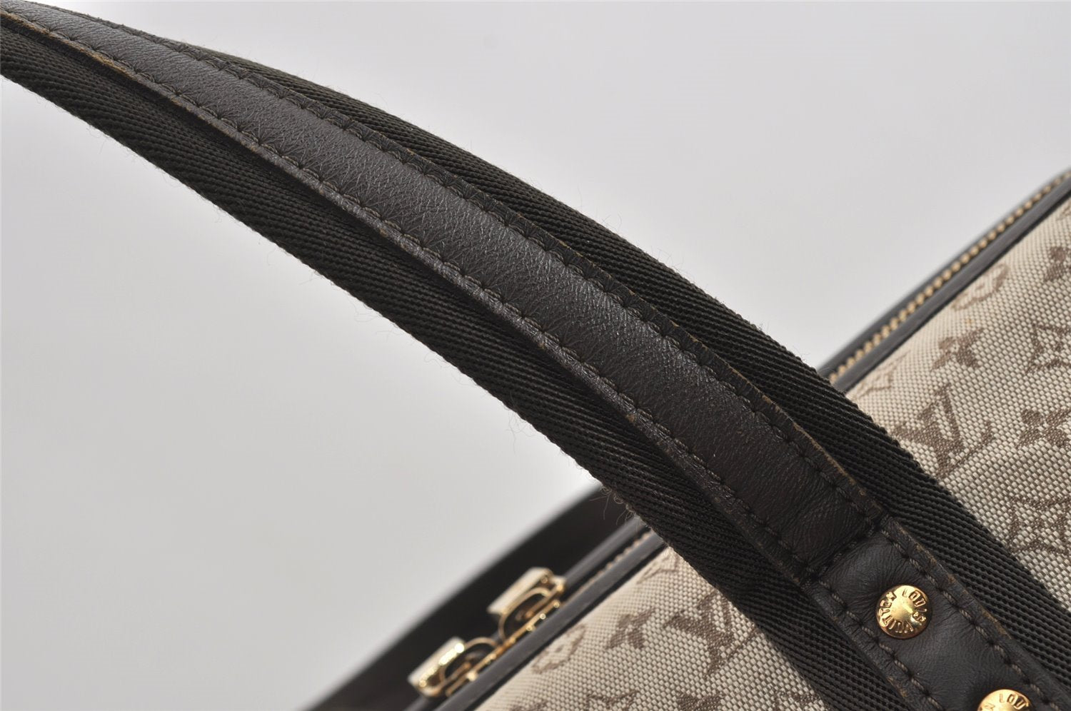 Auth Louis Vuitton Monogram Mini Josephine GM Hand Bag M92310 Khaki Beige 1294I