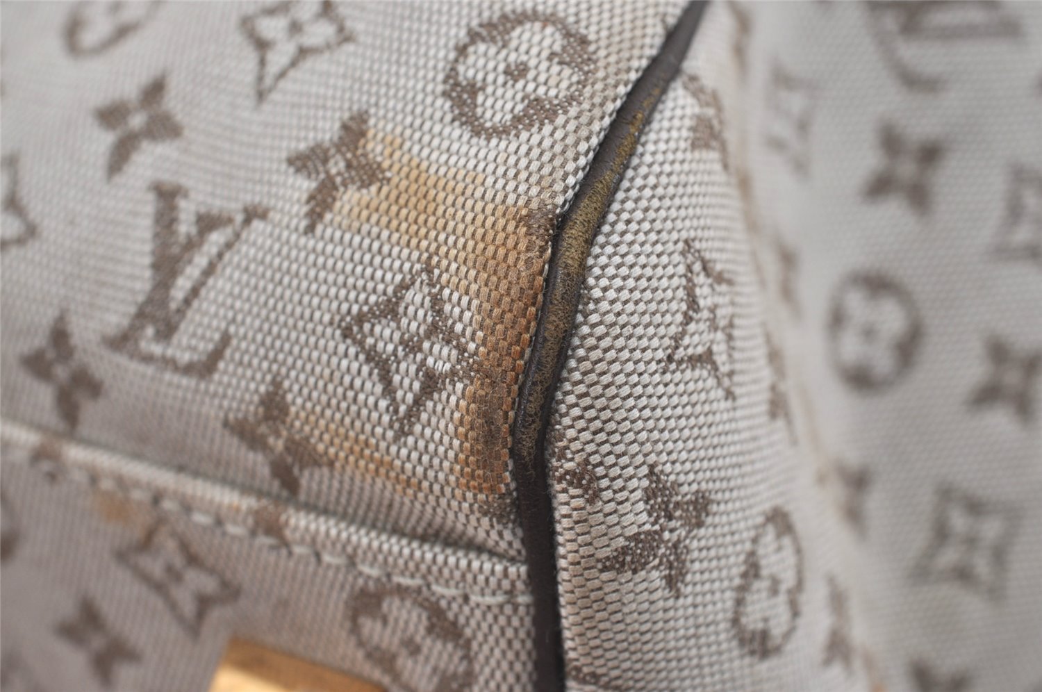 Auth Louis Vuitton Monogram Mini Josephine GM Hand Bag M92310 Khaki Beige 1294I