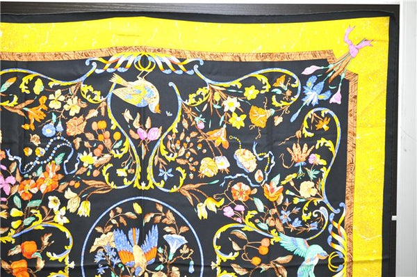 Auth HERMES Carre 90 Scarf "PIERRES d'ORIENT et d'OCCIDENT" Silk Black 1296D