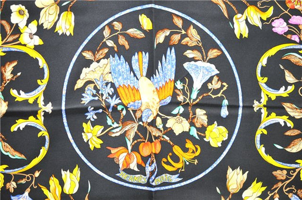 Auth HERMES Carre 90 Scarf "PIERRES d'ORIENT et d'OCCIDENT" Silk Black 1296D