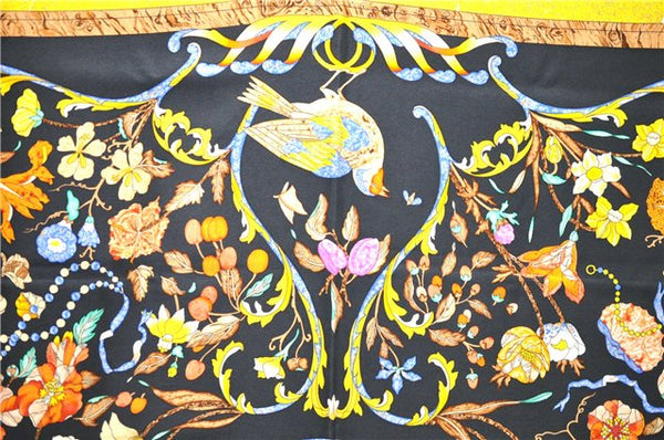 Auth HERMES Carre 90 Scarf "PIERRES d'ORIENT et d'OCCIDENT" Silk Black 1296D