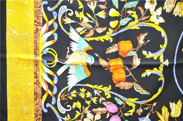 Auth HERMES Carre 90 Scarf "PIERRES d'ORIENT et d'OCCIDENT" Silk Black 1296D