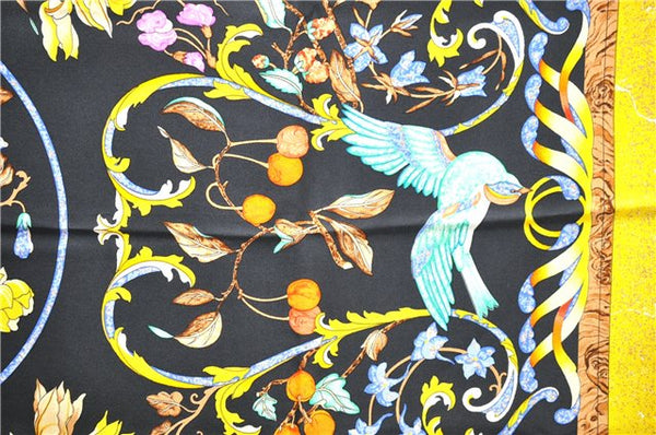 Auth HERMES Carre 90 Scarf "PIERRES d'ORIENT et d'OCCIDENT" Silk Black 1296D