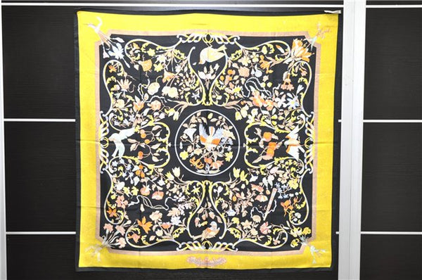 Auth HERMES Carre 90 Scarf "PIERRES d'ORIENT et d'OCCIDENT" Silk Black 1296D