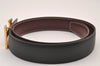 Authentic HERMES Constance Leather Belt Size 65cm 25.6" Black Red 1297I